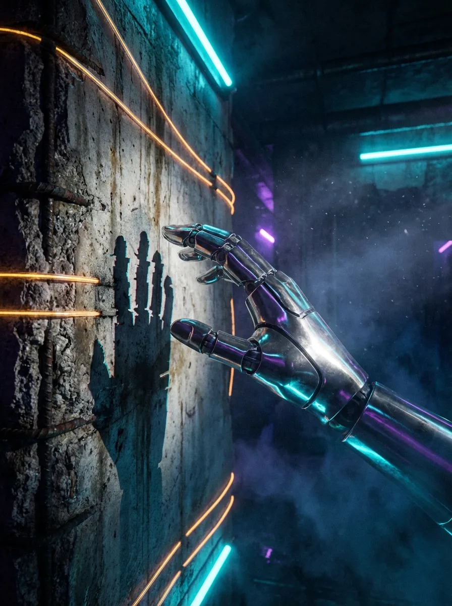 Fetch Hand Shadow of the Future: Minimalist Cyberpunk Hand Art | Fetchdl AI Assets ...